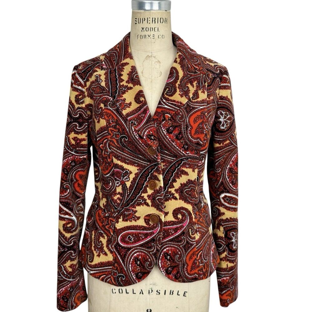 Talbots Multicolor Paisley Blazer - Red, Brown, Cream, Black
